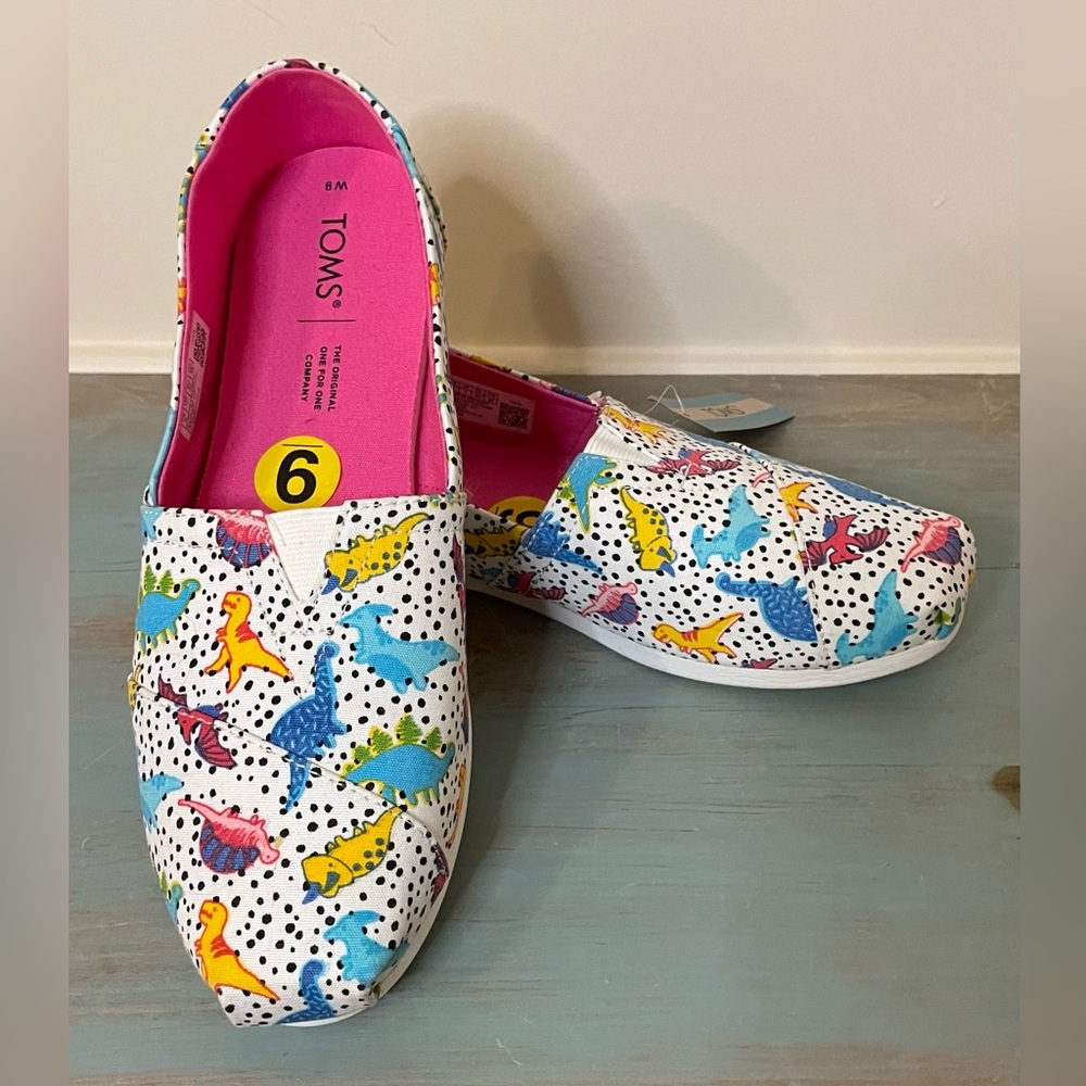 NEW Toms Alpargata Dinosaur Slip On Sneaker